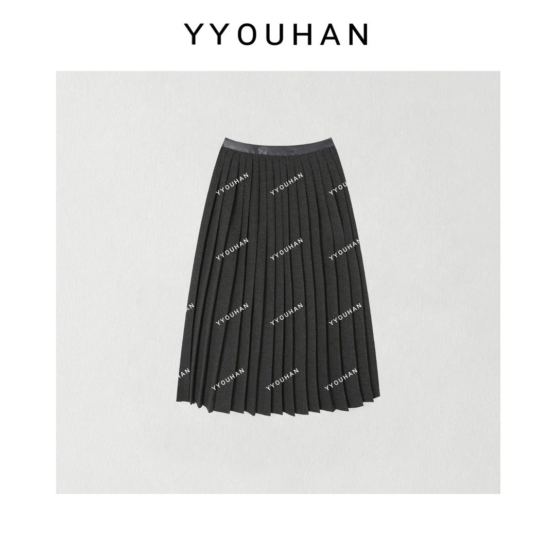 月月不吃鱼 小众设计极简风高腰显瘦时尚百褶半身裙 2412B6003