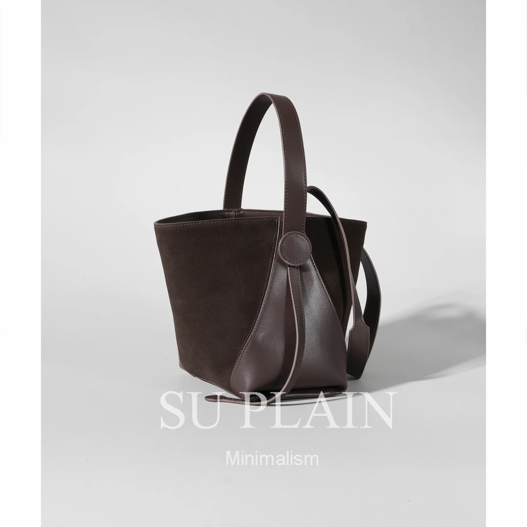 SUPLAIN/SUPLAIN磨砂牛皮百变水桶包单肩斜挎手提简约小众女包
