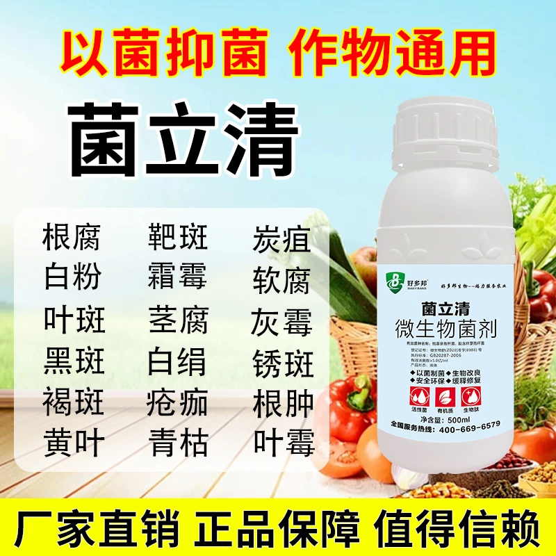 正品菌立清真菌细菌炭疽叶斑软腐青枯霜霉白粉灰霉根腐微生物菌剂