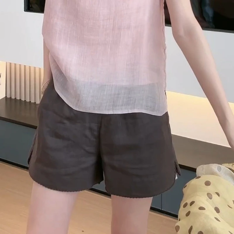 2025新款时尚拼接显瘦纯色洋气百搭减龄休闲裤短裤LK2503057