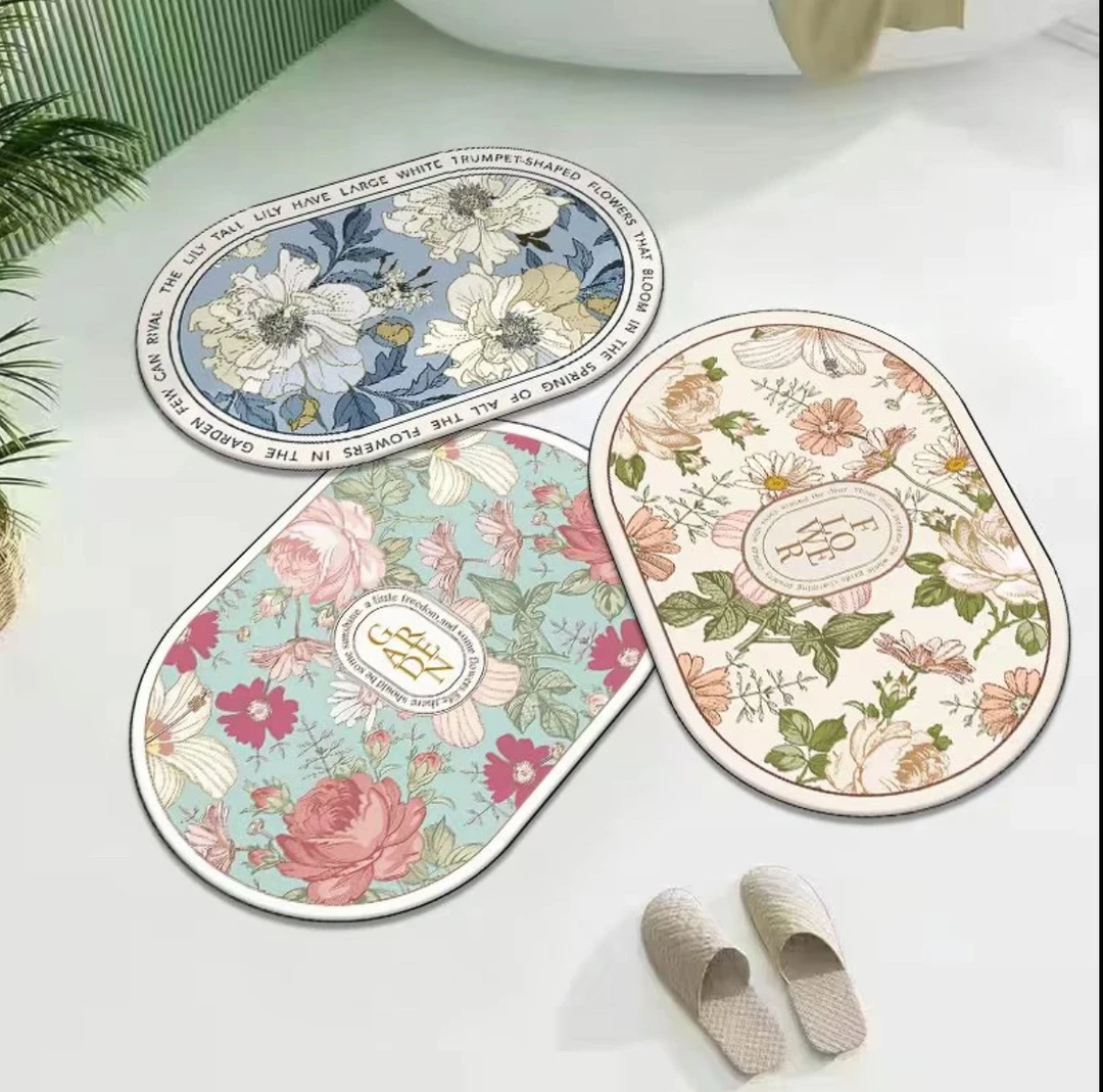 沉睡花园40*60cm三块装硅藻泥底 轻奢简约浴室厕所垫桌面台面垫