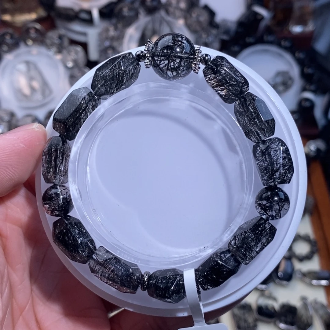 未镶嵌手链水晶黑发晶全透体随形设计款9mm毕业级