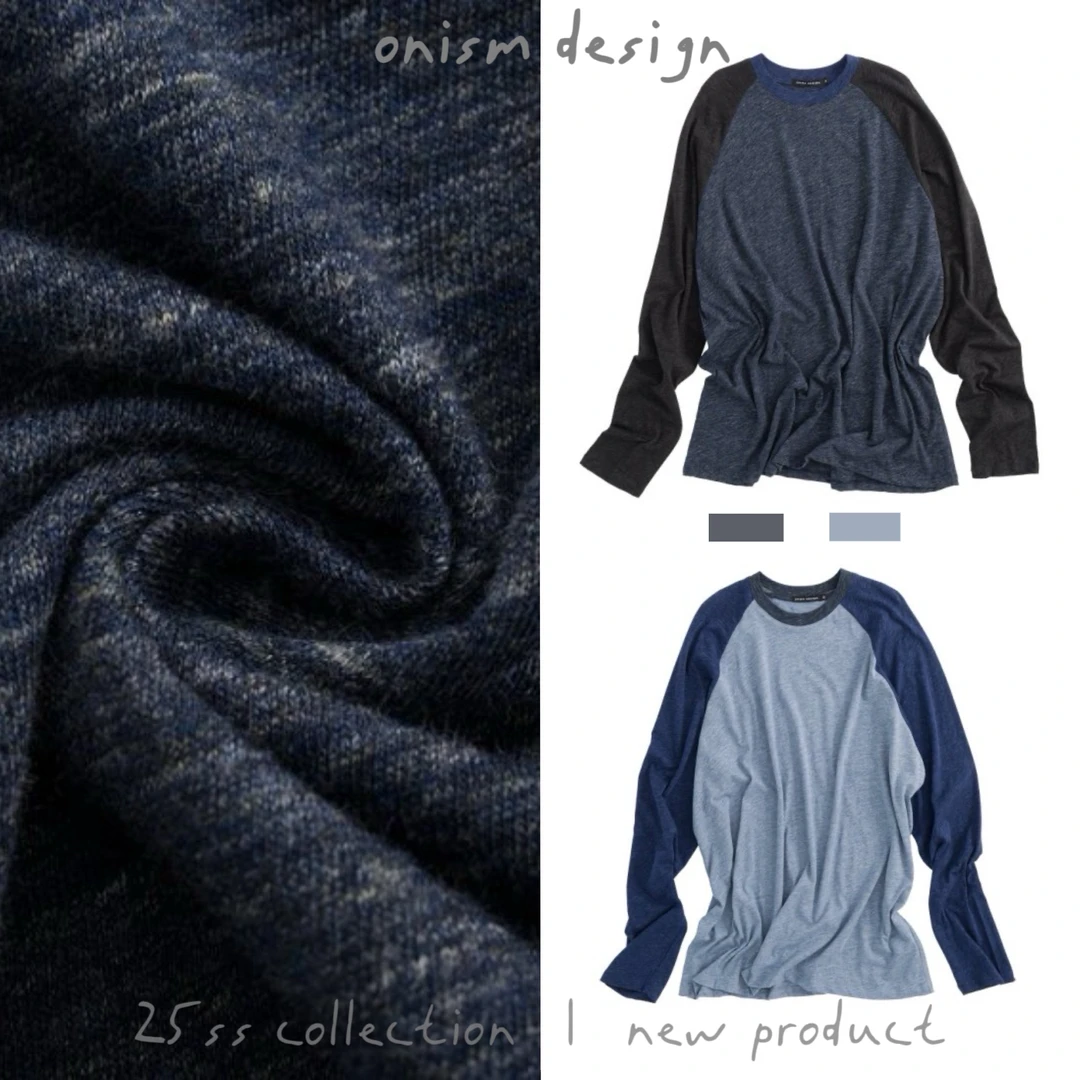 “牛仔t”自由一点插肩拼接撞色圆领长袖春季T恤休闲轻薄透气上衣