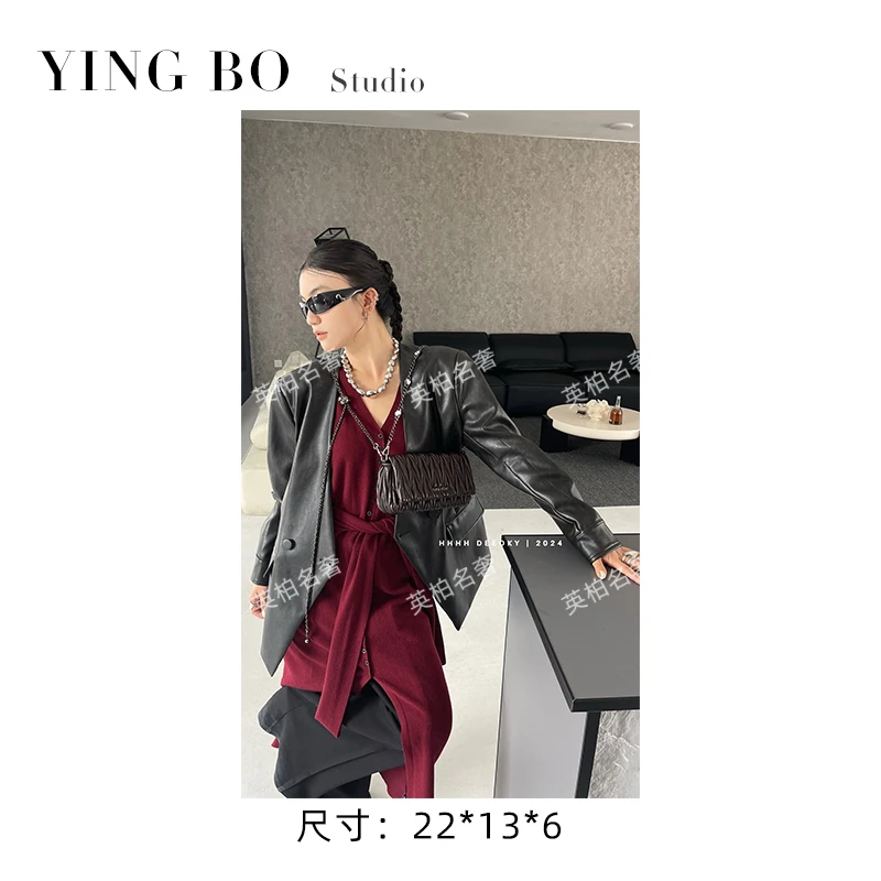 【英柏甄选】ZT-D7062-巧克力 然与纯小众设计感时尚单肩包百搭女包