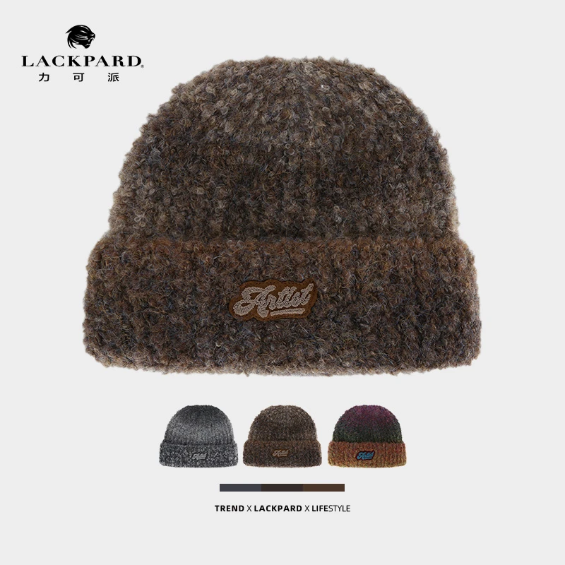 【时尚百搭】LACKPARD圆顶翻边帽子秋冬盆帽毛线帽针织帽加厚