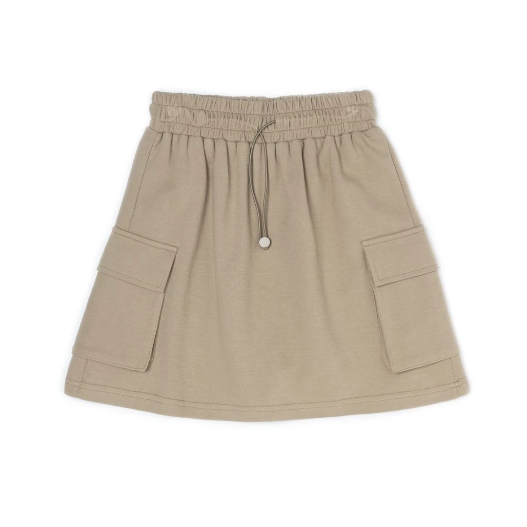 Q32182时尚新款洋气松紧腰工装双口袋半身裙