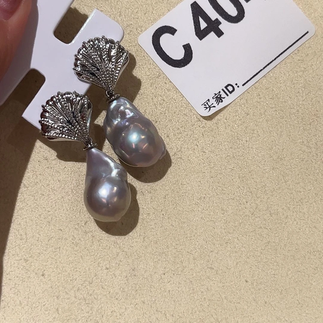 合金淡水珍珠耳饰
