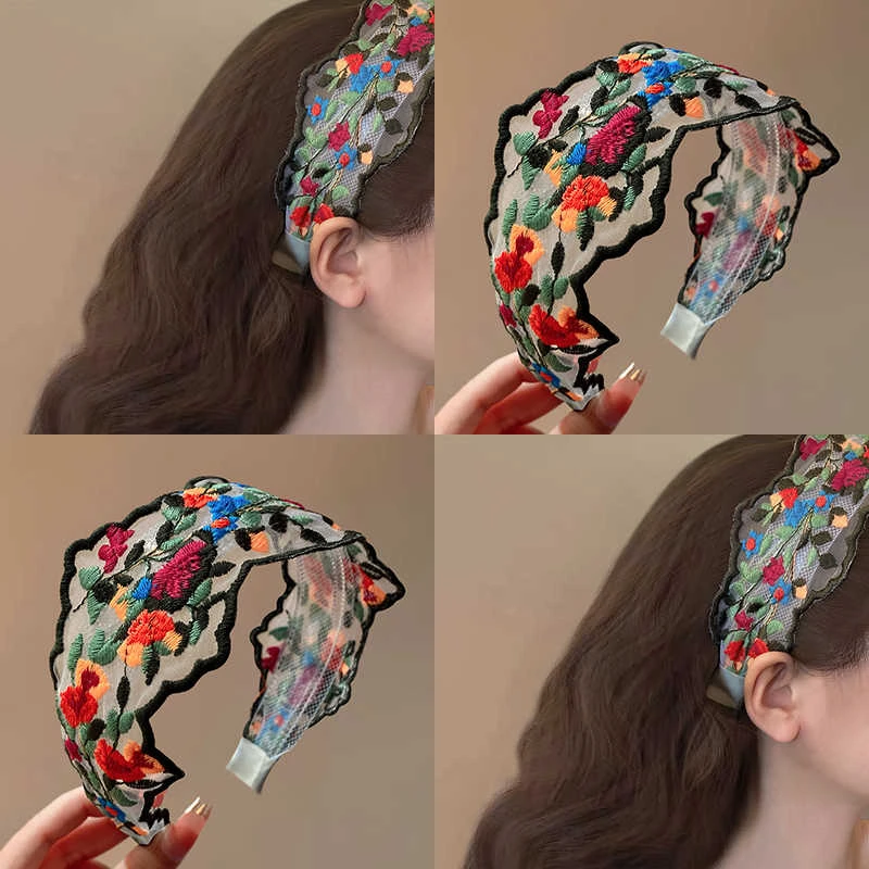 复古花朵百搭发箍2025网红新款民族风宽边头箍高级感头饰压发发卡