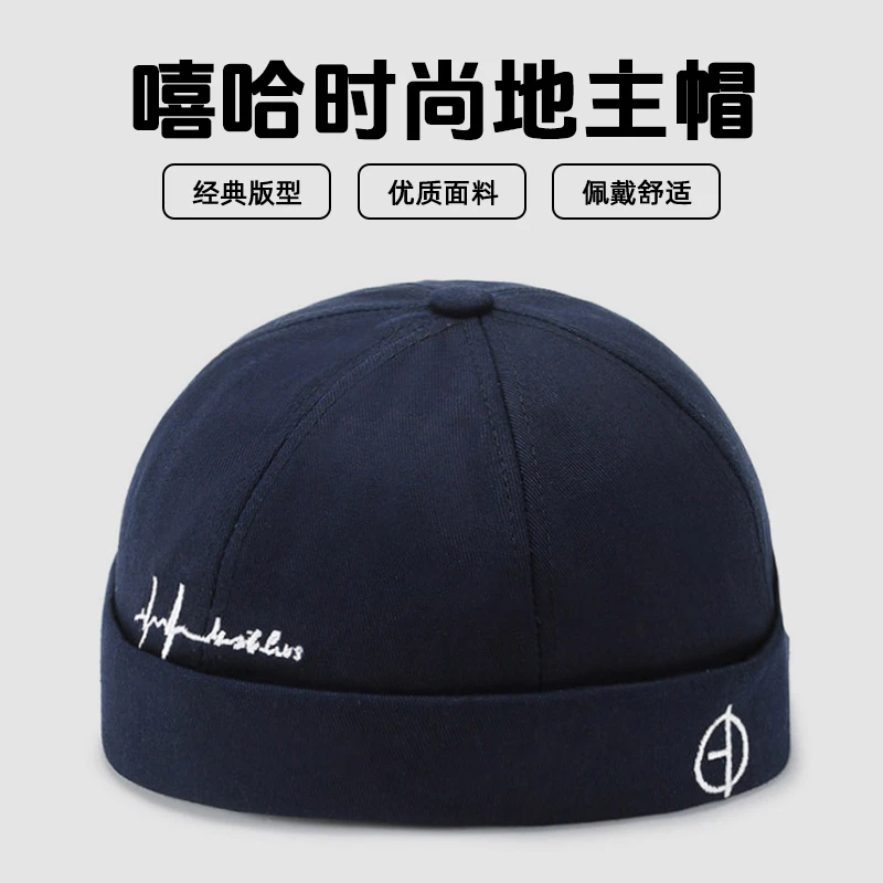 新款嘻哈风格纯棉地主帽四季款男士透气休闲刺绣瓜皮帽复古可调节