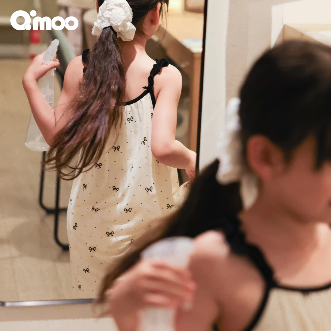 Qimoo/淇木女童透气法式气质吊带裙甜美印染睡裙家居裙QSS2LP816P