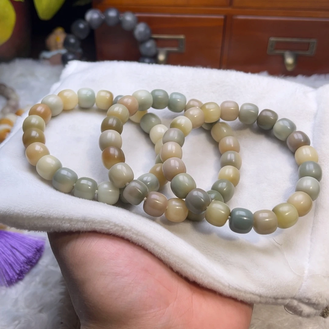 菩提根/象牙果把件mini彩虹豆12干磨