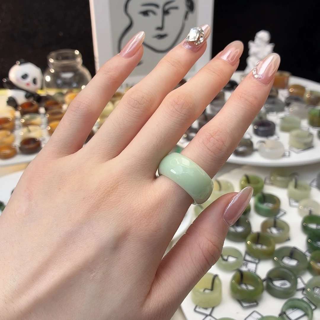 和田玉（糖玉）未镶嵌戒指z34奶青轮胎17.9