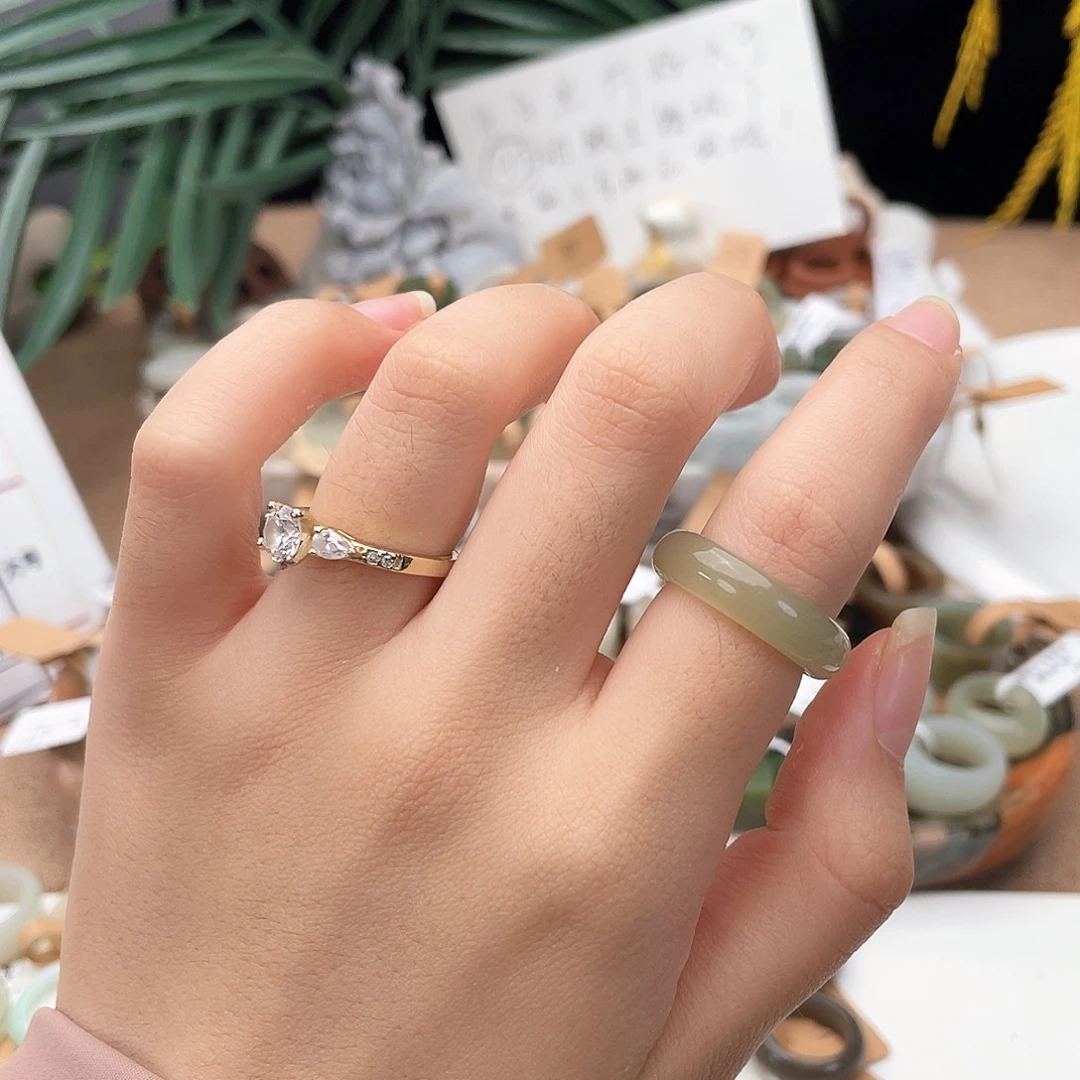 和田玉戒指未镶嵌x43冰透绿17.2不退换