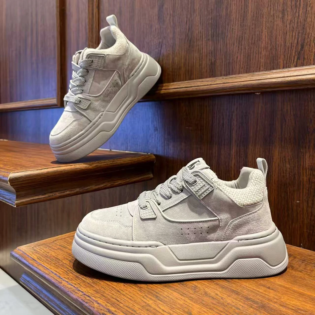 男鞋2025纯色厚底秋季韩版百搭时尚舒适休闲鞋圆头潮流男生鞋子