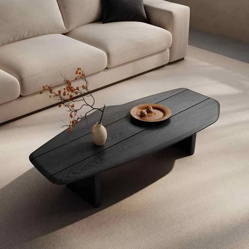 侘寂风实木茶几客厅家用创意小户型意式极简异形设计师中古风茶几
