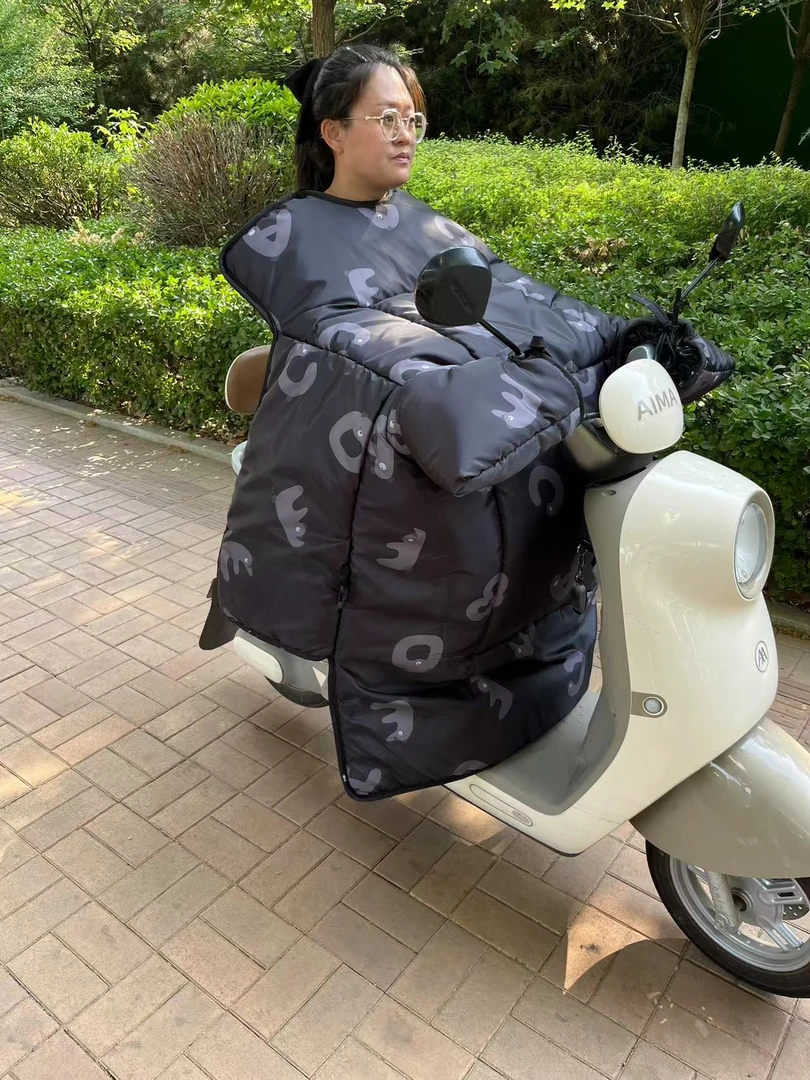 加大侧翼电动车冬季挡风被加绒加厚防水防风保暖防风罩摩托挡风罩