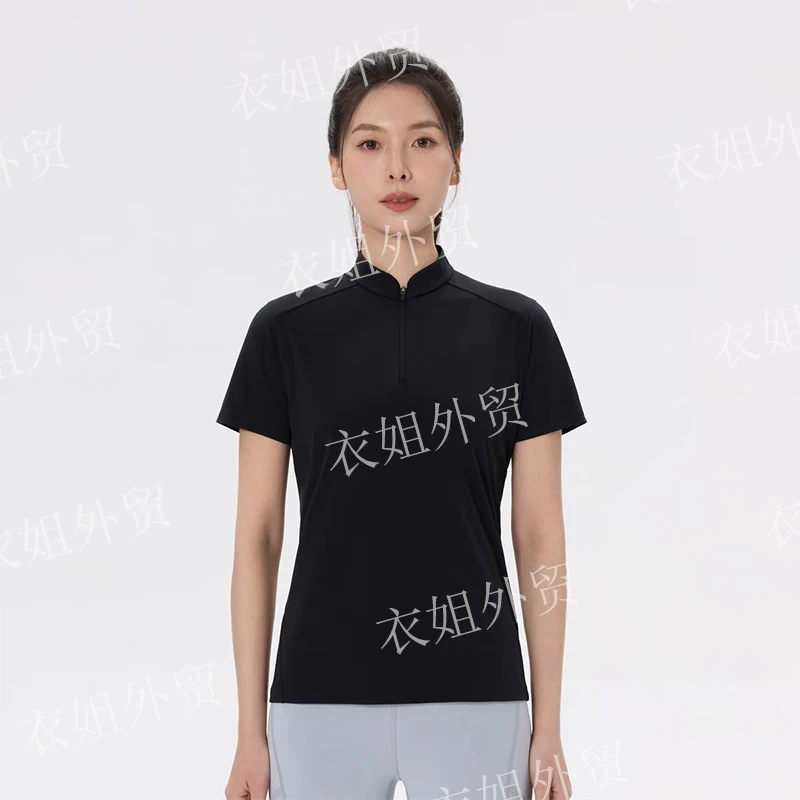 衣姐家半拉链立领速干T恤女2025夏季新款透气干爽短袖WW-33322