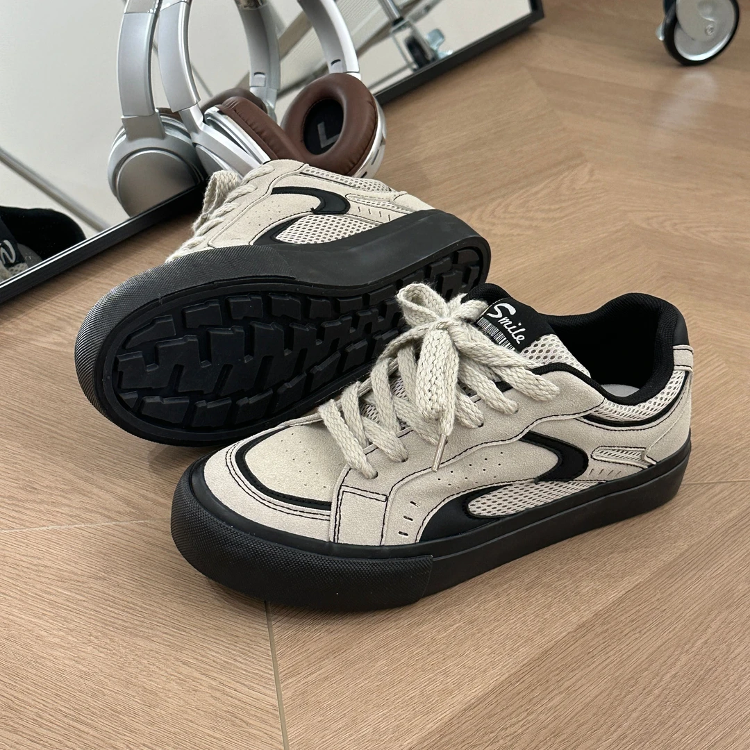 原创设计痞帅墨绿男鞋复古美式休闲板鞋2025新款百搭厚底面包潮鞋