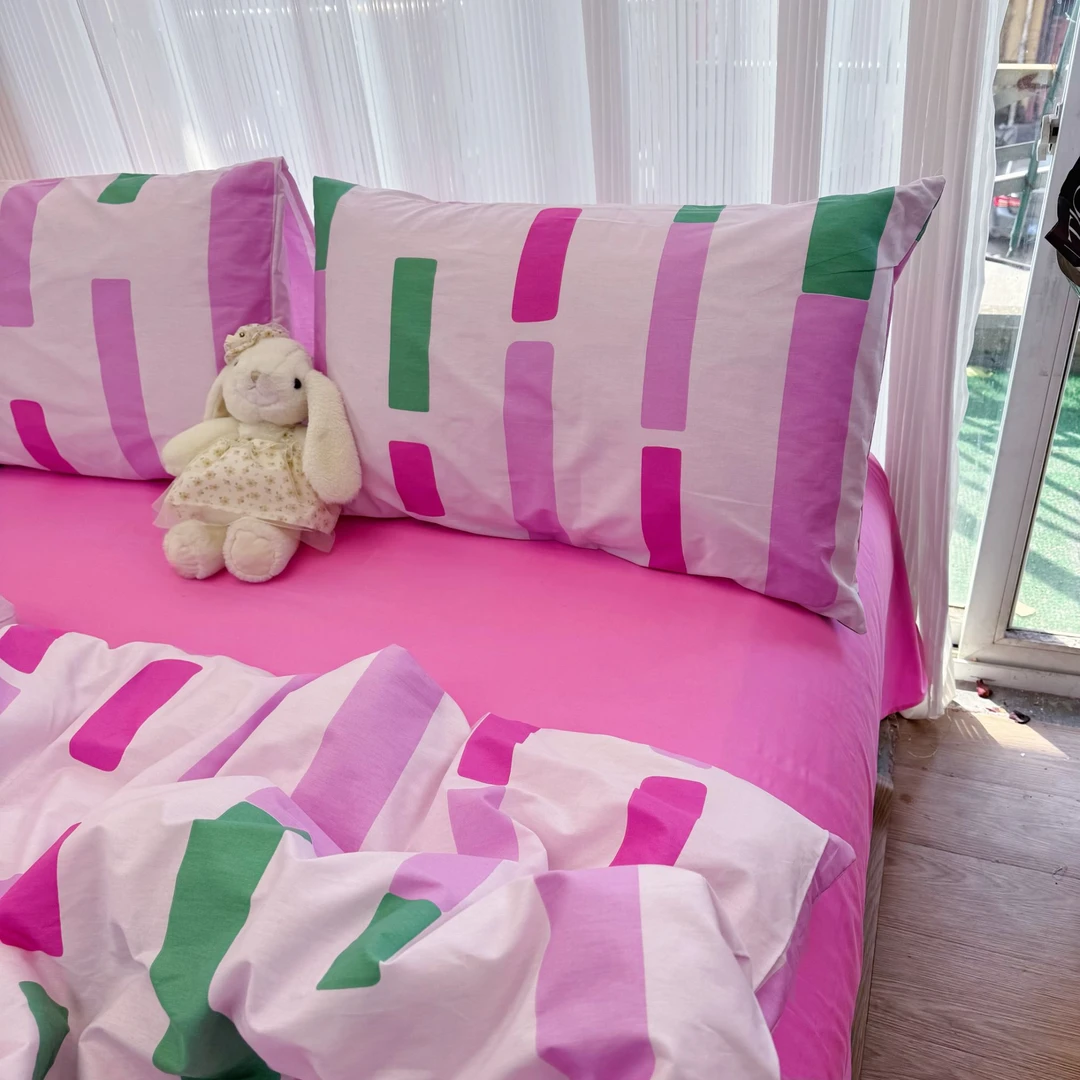 春夏ins全棉小清新四件套加厚100斜纹纯棉套装少女心床单被套床品