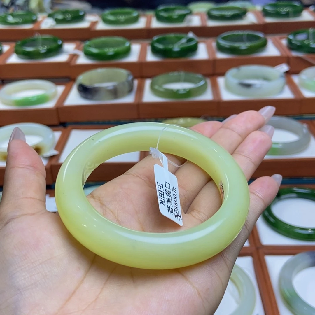 和田玉手镯未镶嵌和田玉若羌黄口58