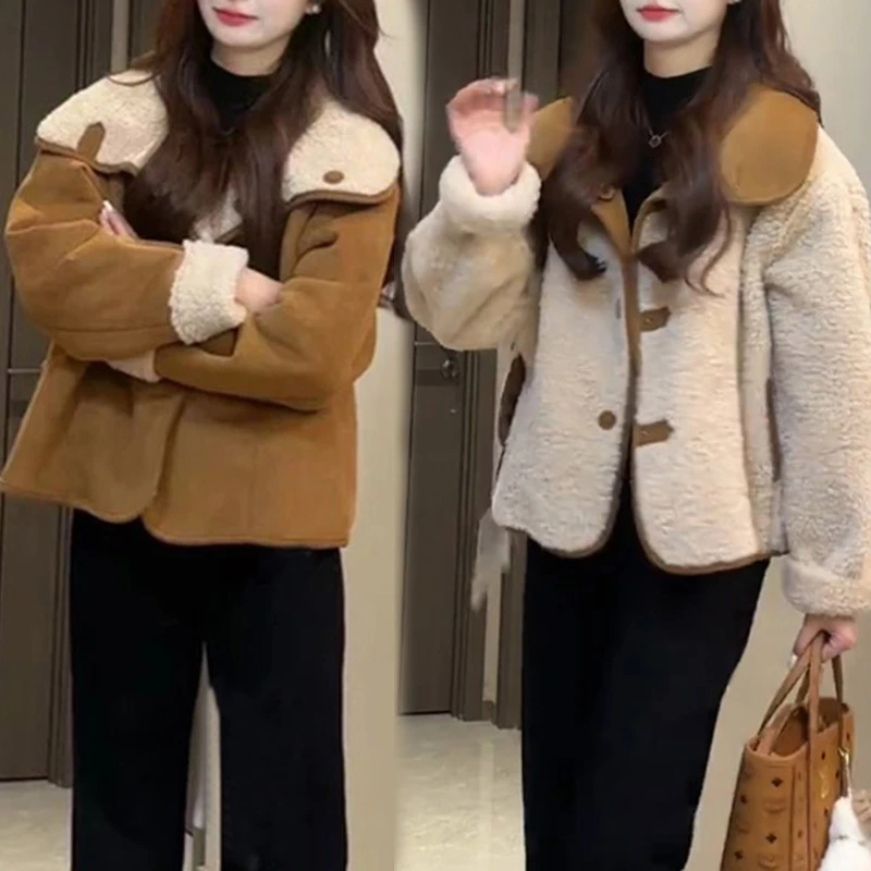 两面穿新款百搭外套2025冬季加绒加厚保暖防寒毛毛外套女
