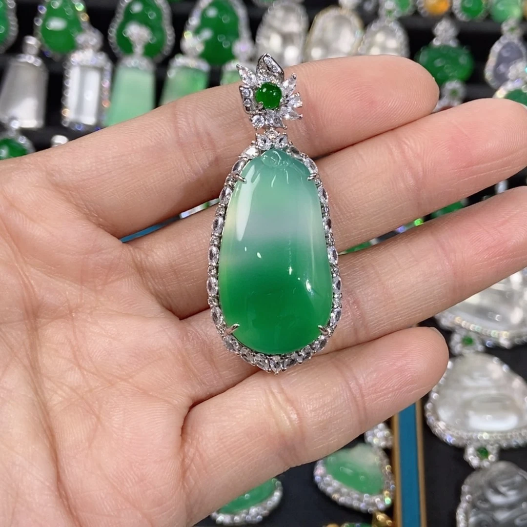 玛瑙/玉髓吊坠(不含链)银S925镶嵌可*之