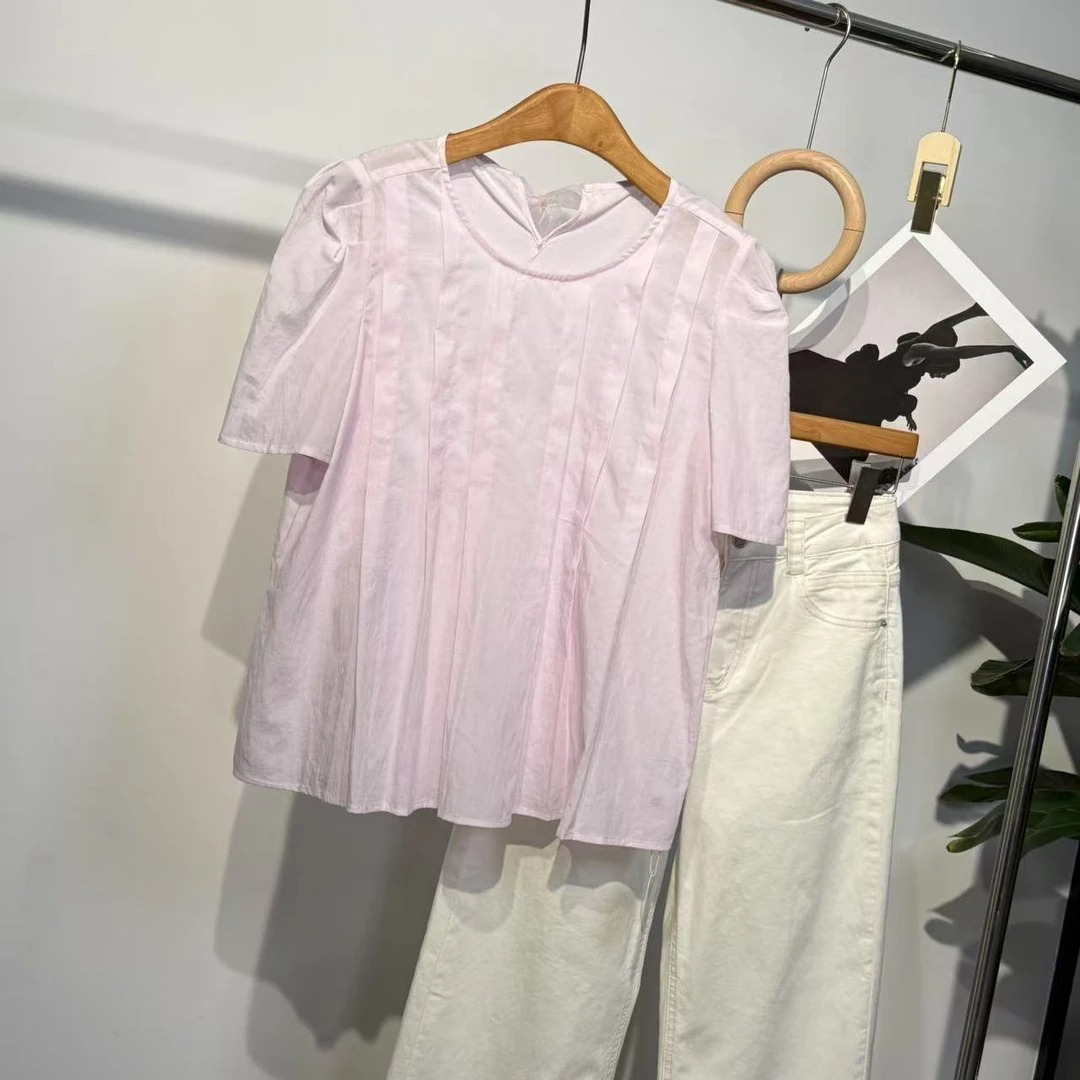 时尚套头百褶短袖小衫ZBS33168衣长62（卡码往小拍）