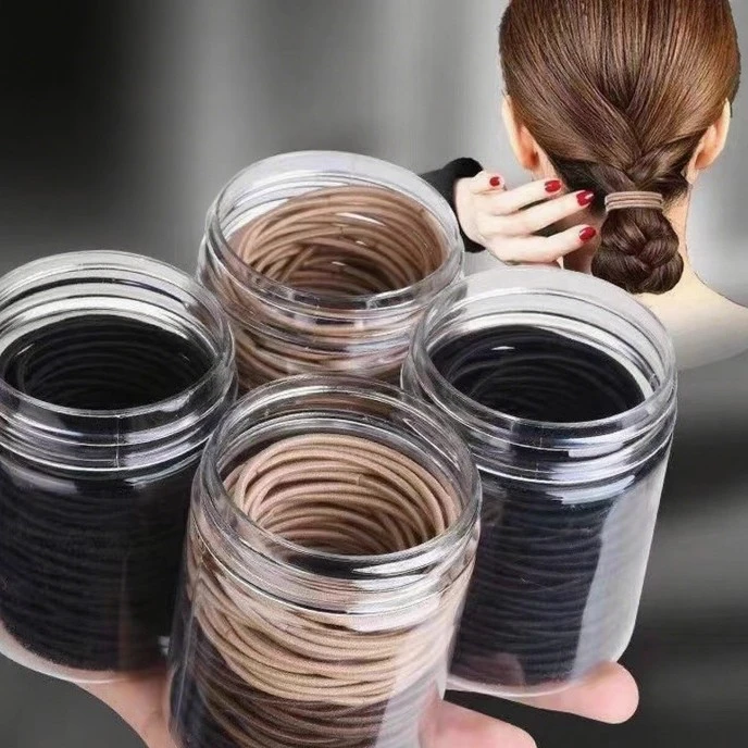 100根皮筋罐装基础发圈马卡龙皮筋ins风高颜值百搭橡皮筋扎头发绳