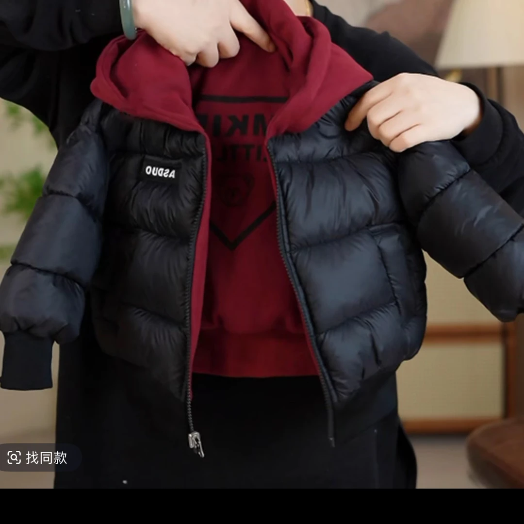男女童双面穿棉服连帽加厚韩版外套喜庆年服冬季保暖棉袄冬装