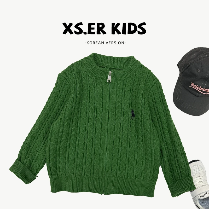 【小首尔】男女童复古韩系针织衫春季百搭纯色毛衣外套HBB6686