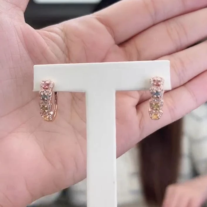 01462103碧玺/银S925镶嵌碧玺耳扣3多样性发货