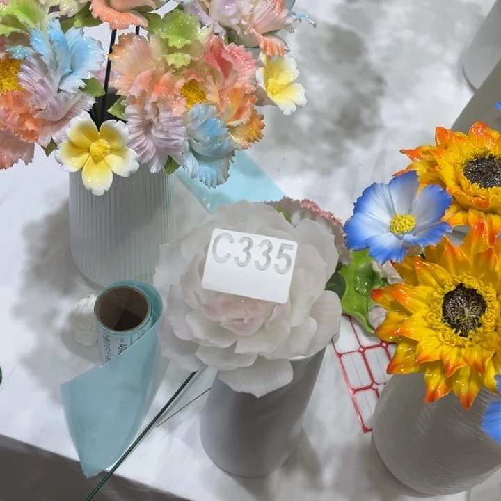 ༄***࿐陶瓷花手工捏制C335不花瓶