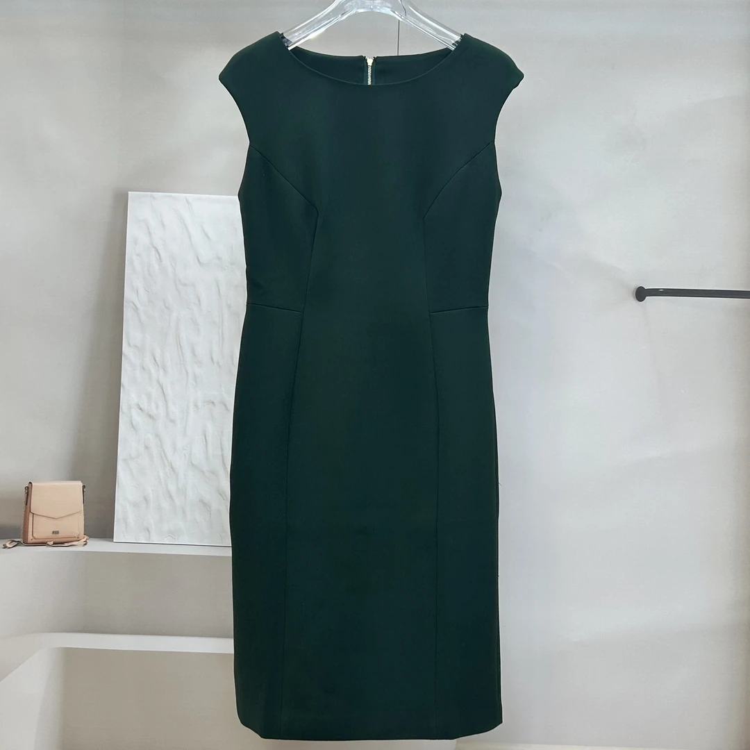 【LOTUS原创】通勤轻奢简约时尚设计感高腰修身显瘦包臀无袖连衣裙