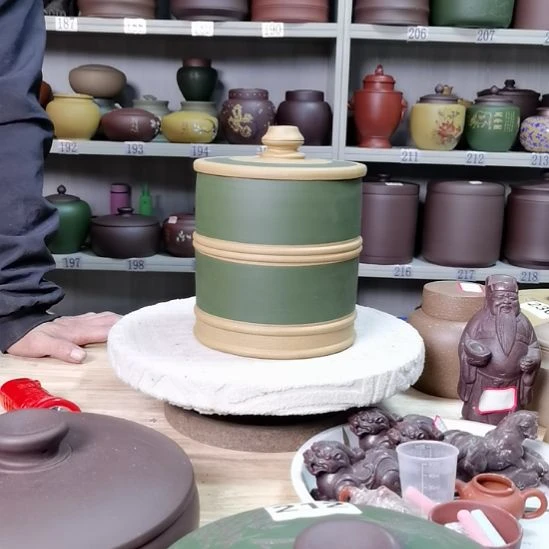 紫砂茶叶罐处理一斤装黄金段泥直筒素面