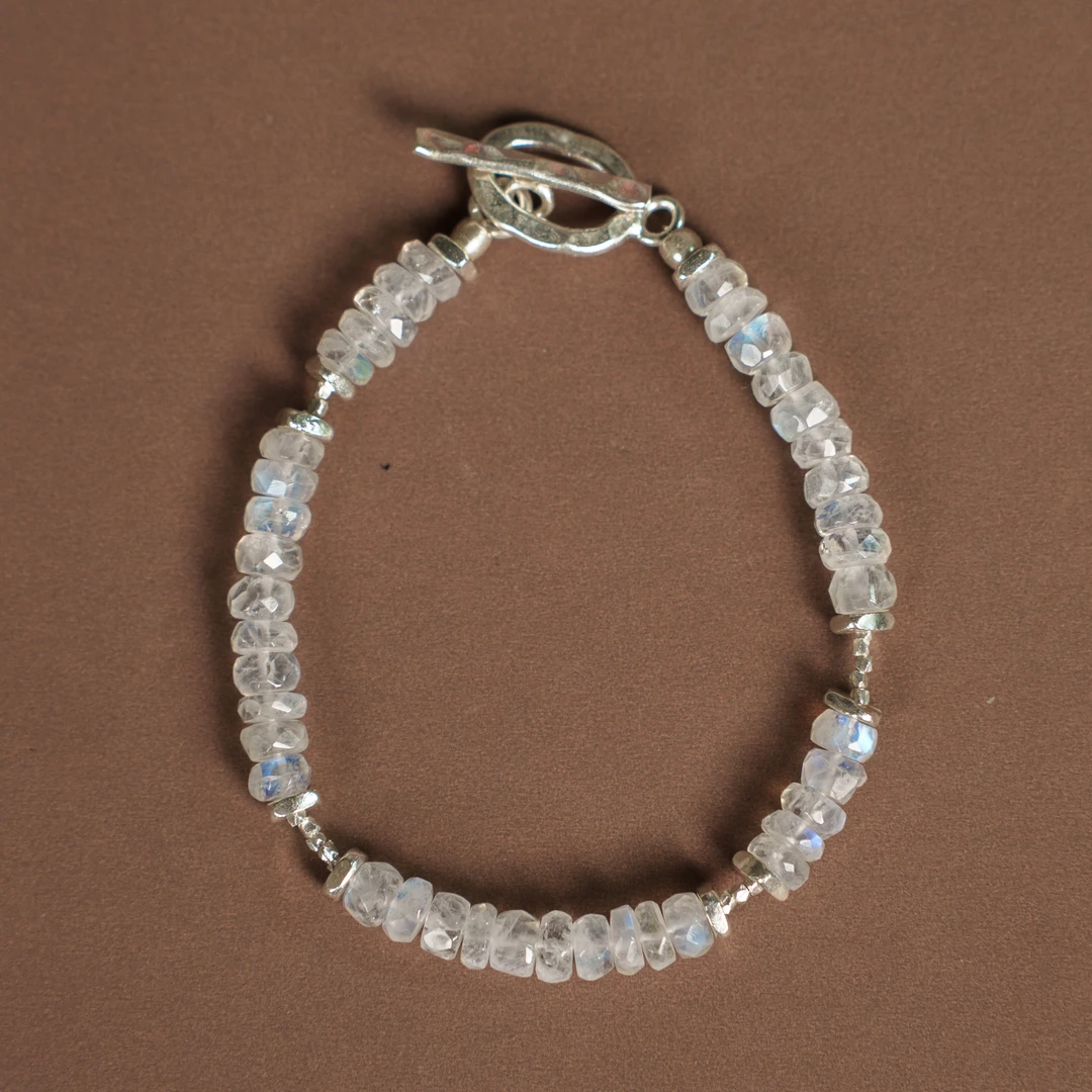 925银手链 【皎月】幻渺原创设计 | 百搭高级复古切面珠手工手链