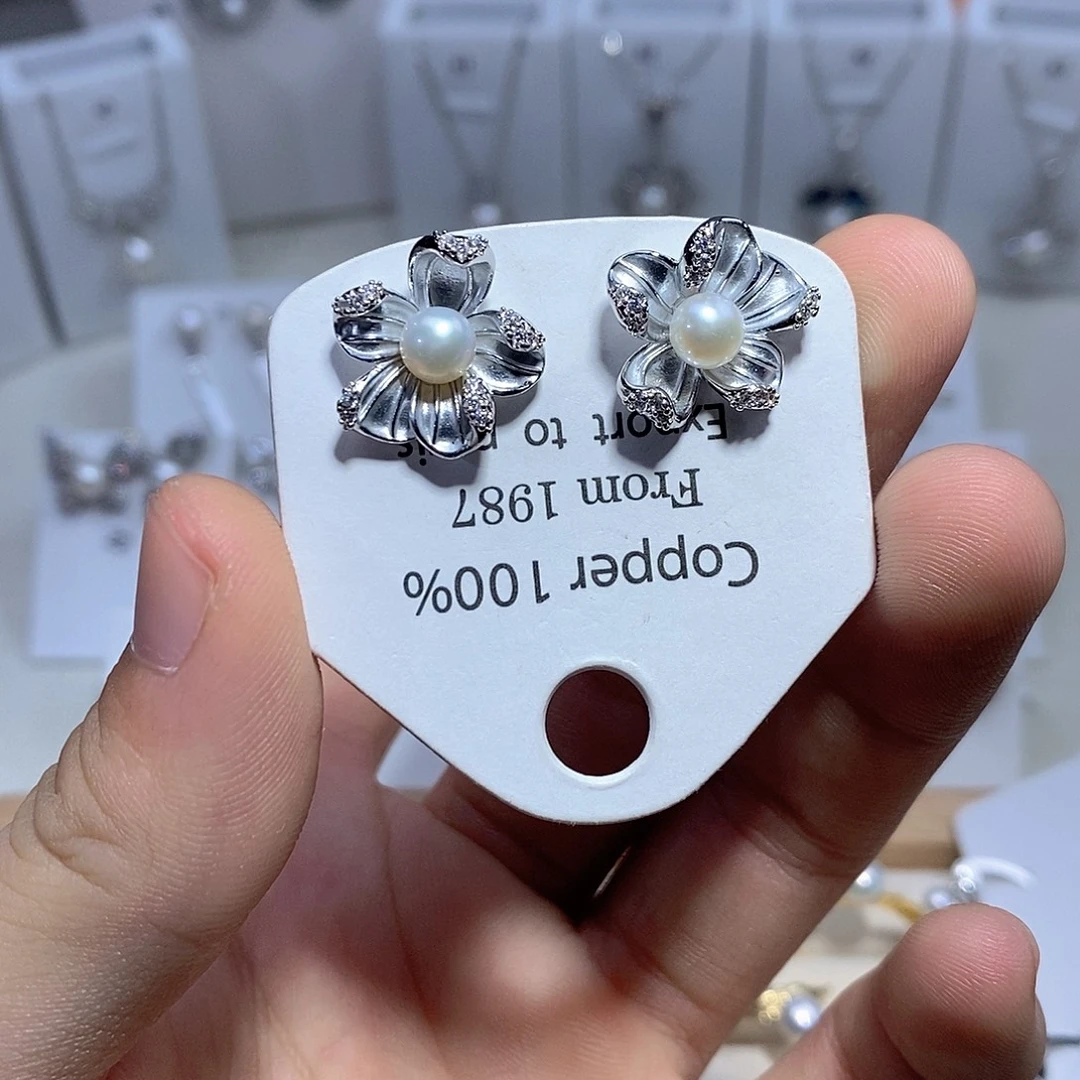 淡水珍珠耳坠银S925镶嵌