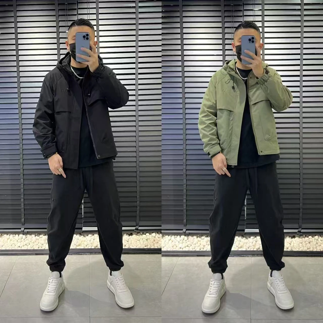 6188早春款欧货商务轻奢休闲连帽男士时尚百搭沉稳大气简约夹克