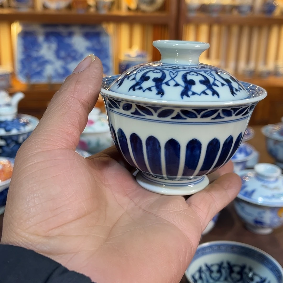 錡镇堂手工手绘盖碗