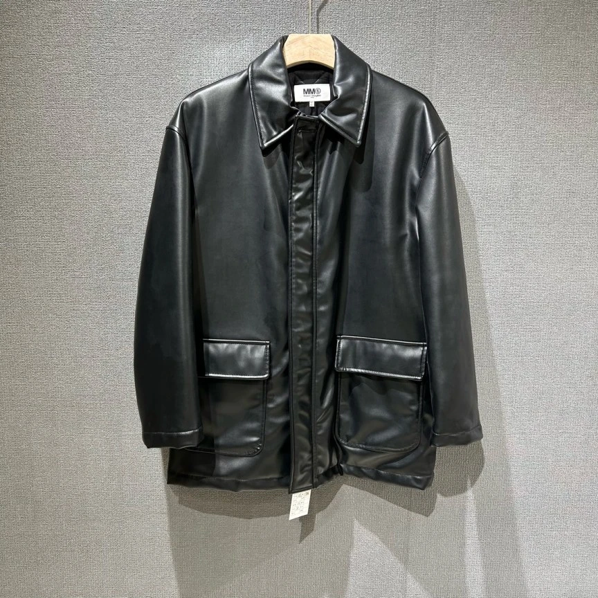 99新 MM6 马吉拉（pm）黑色皮衣外套 36码/7736