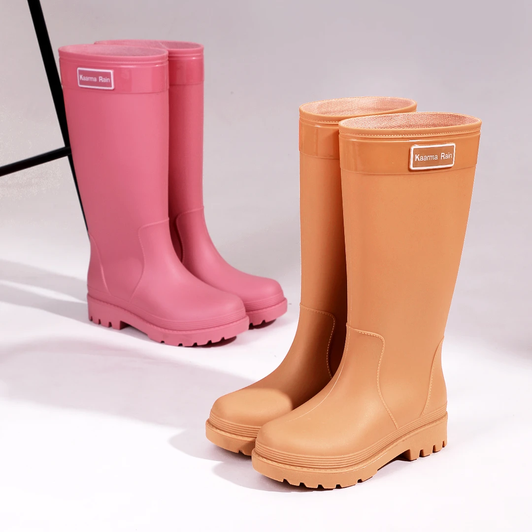 外贸日韩冬季高筒雨鞋雨靴女耐磨水靴高筒防水防滑外穿雪地靴爆款