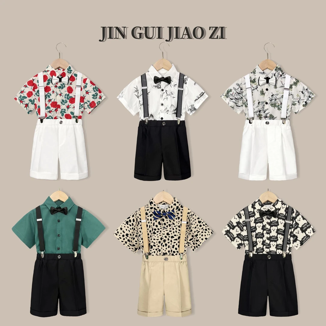 男童礼服夏花童2025新款西装套装儿童西服表演服英伦帅演出服男宝