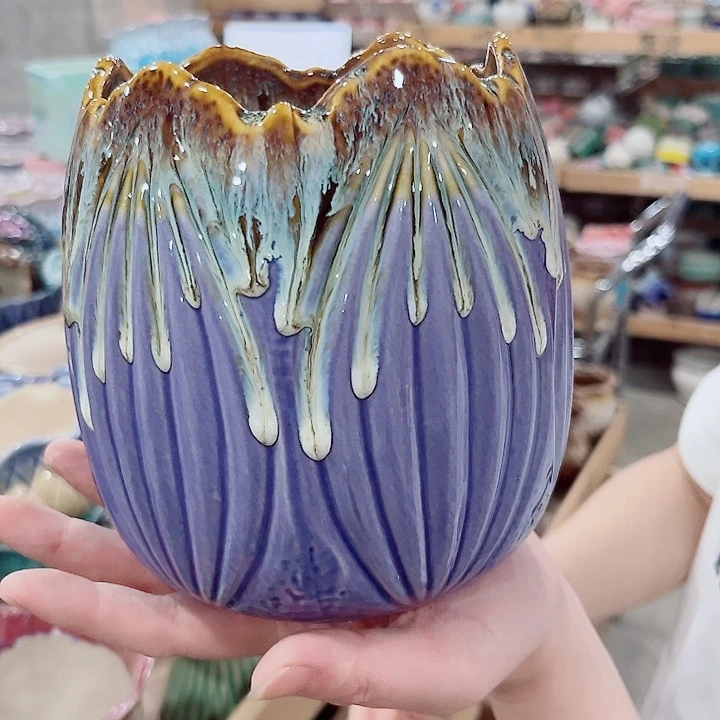 有孔.凑单10元陶瓷花盆发货！