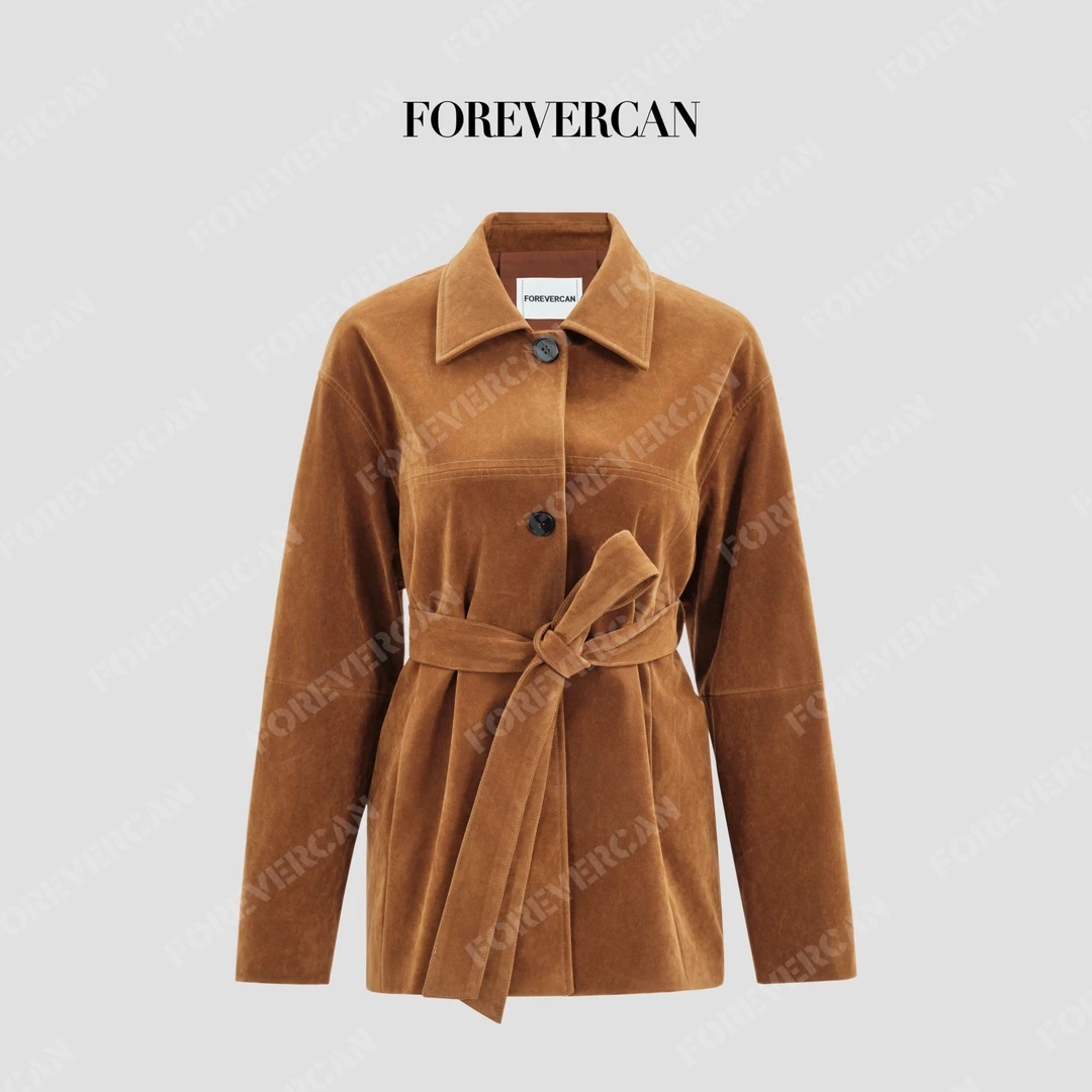 FOREVERCAN“柯蒂斯”立裁建筑感双压线设计皮夹克外套WC22121B