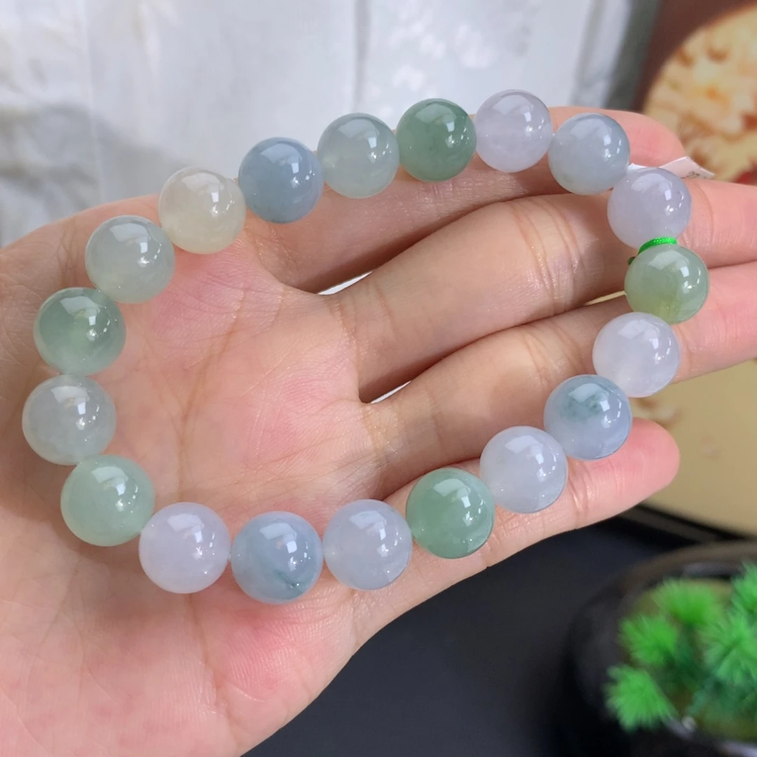 翡翠未镶嵌手串卡10胶润多宝手串