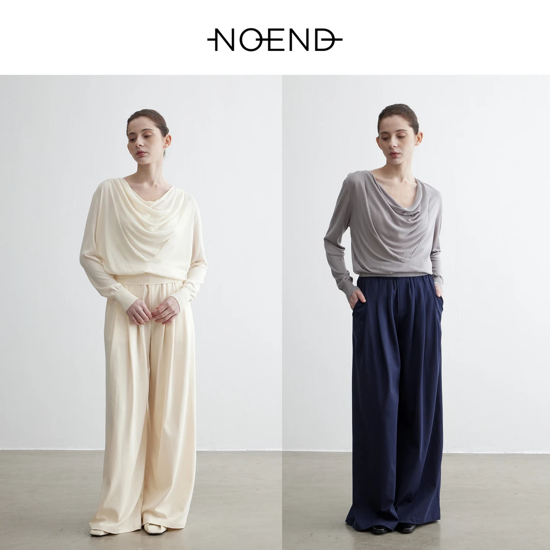 NOEND 25SS 松弛感领口堆叠荡领100%莱赛尔宽松针织上衣