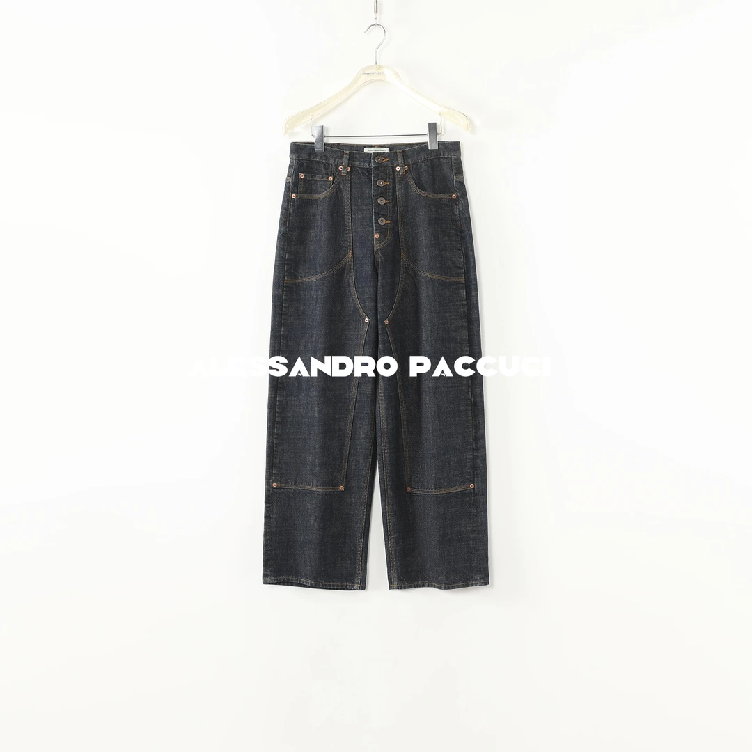 AP洛哥53049NK-1（赤耳白边）/棉质撞色缝纫直筒版时尚休闲牛仔裤