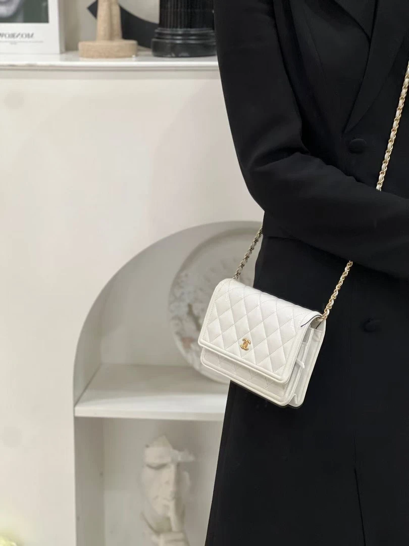 99新 Chanel/香奈儿 chanel发财woc白金蜡皮全套/优品
