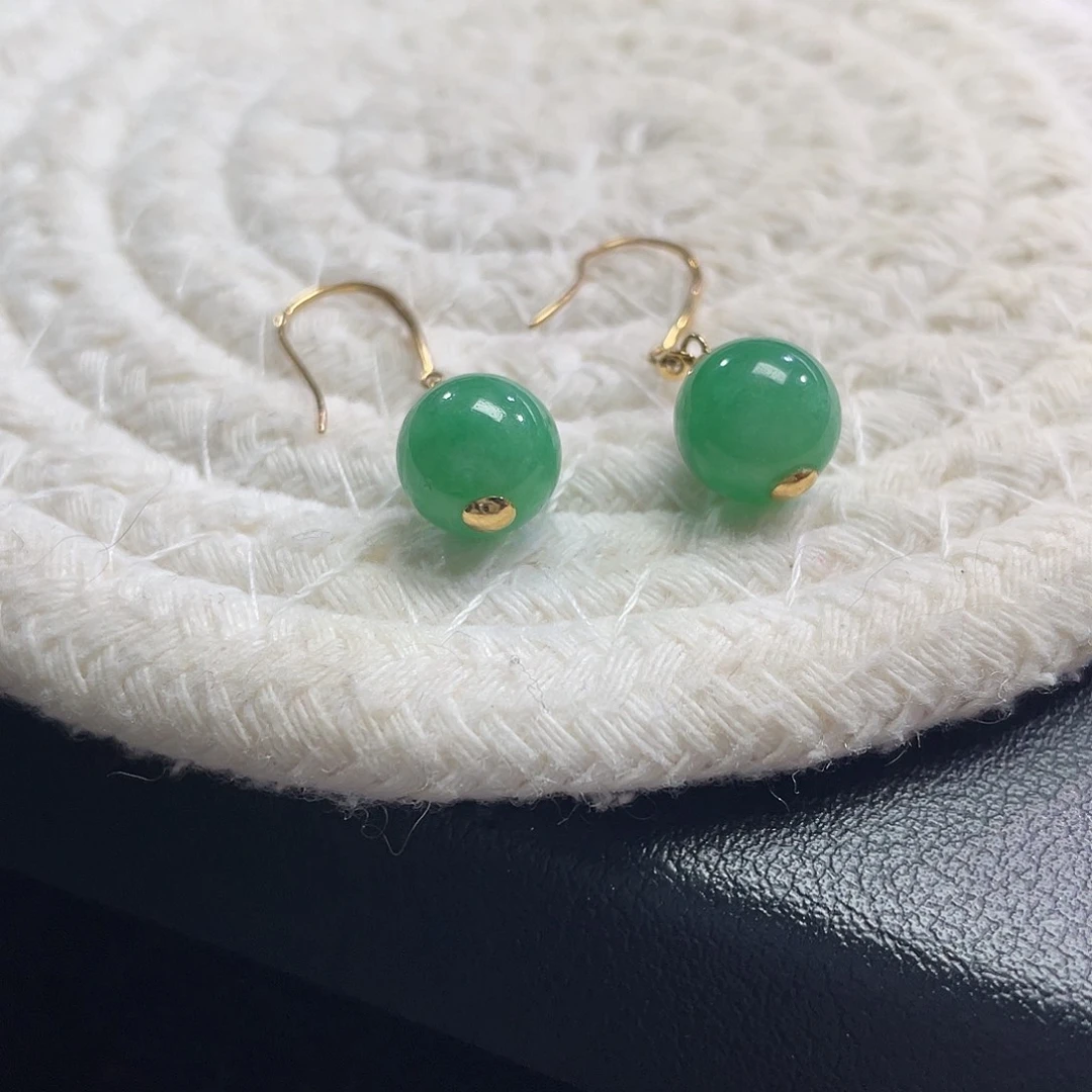 18K金镶嵌手串翡翠展示勿拍缅甸翡翠a货福力一对