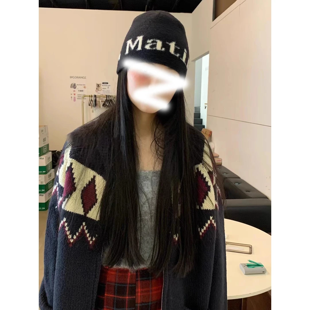 美拉德费尔岛学院风菱格纹毛衣针织上衣ins休闲撞色慵懒风外套女