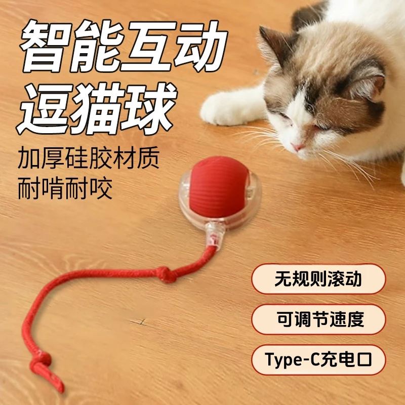 新款智能电动逗猫球自嗨耐撕咬宠物跳跳球宠物用品猫咪互动玩具